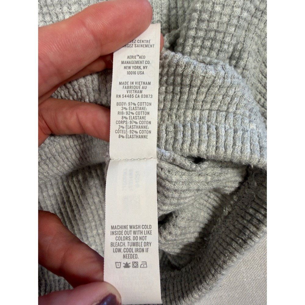 OFFLINE by Aerie Women Gray Waffle Knit Cropped T-Shirt XS 0422-1161 - Picture 5 of 8